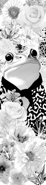 Free printable frog bookmark to color featuring a black and white frog design